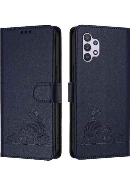 Samsung Galaxy A32 5g Kedi Rfıd Cüzdan Kapak Çevirin Kart Yuvası Tutucu (Yurt Dışından) indirimleri