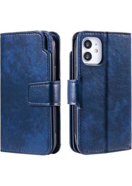 IPhone 11 Için Kılıf Pu Deri 9 Kart Yuvaları Cüzdan Kickstand Manyetik (Yurt Dışından)