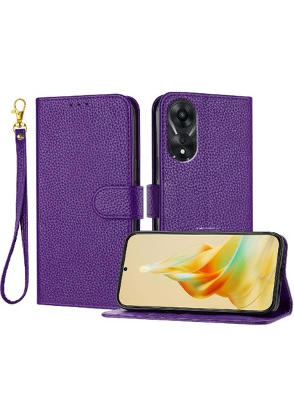 Oppo A78 4g Kart Yuvaları Için Telefon Kılıfı Tutucu Litchi Desen Cüzdan Flip Pu (Yurt Dışından)