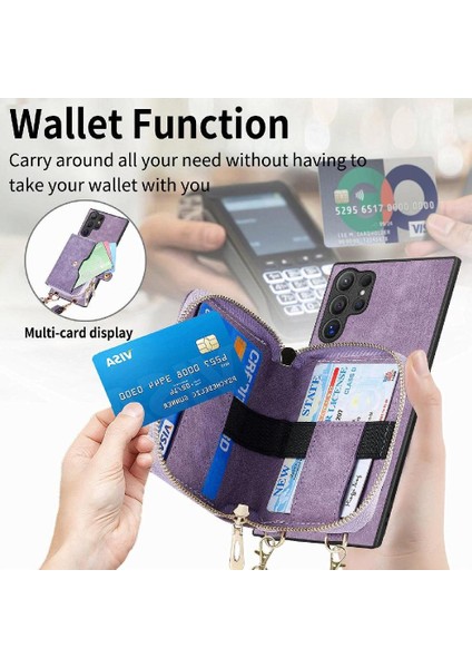 Samsung Galaxy S24 Ultra Ayarlanabilir Kordon 7 Kart Yuvaları Için Kılıf Standı (Yurt Dışından) modelleri