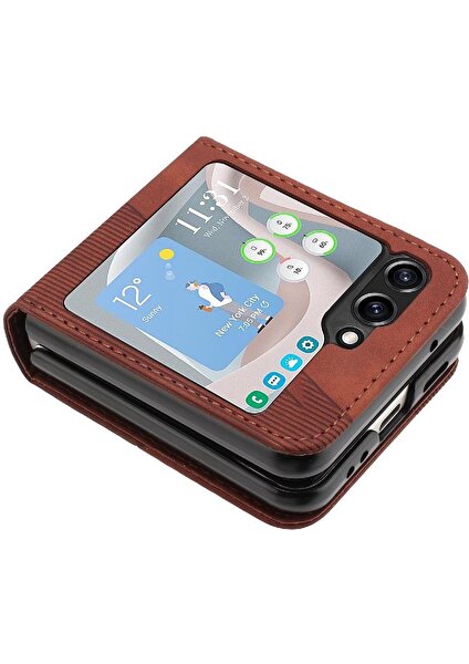 GX Boutique Samsung Galaxy Z Flip 6 Pu Deri Manyetik Folio Kapak Cüzdan (Yurt Dışından)