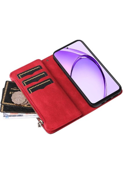 Oppo A3 Pro 5g Için Kılıf Fermuar Cüzdan Tarzı Dokuz Kart Yuvaları ile Kart (Yurt Dışından)