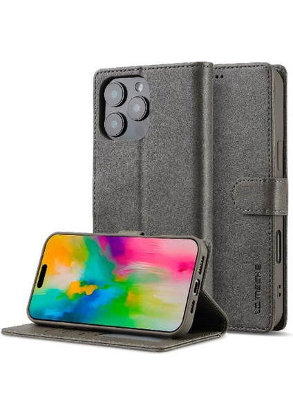 Tutucu Kart Yuvaları ile IPhone 16 Pro Için Flip Case Cüzdan Buzağı Doku (Yurt Dışından)