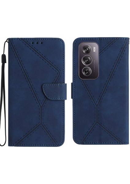 Oppo RENO12 5g Yumuşak Pu Deri Dikiş Kabartmalı Deri Cüzdan (Yurt Dışından)