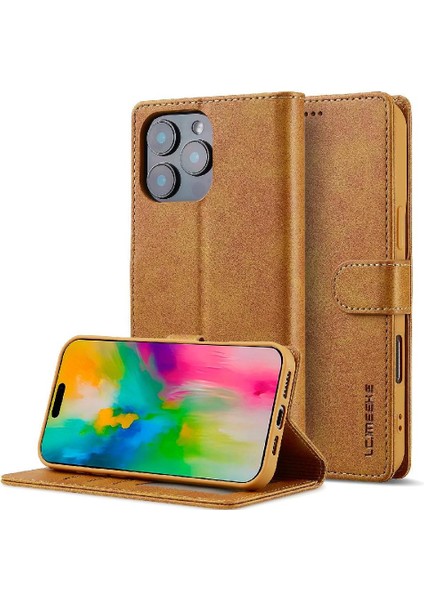 Tutucu Kart Yuvaları ile IPhone 16 Pro Için Flip Case Cüzdan Buzağı Doku (Yurt Dışından)