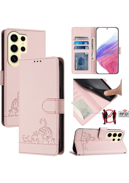 Samsung Galaxy S24 Ultra Cüzdan Kapak Çevirin Kart Yuvası Tutucu Kedi (Yurt Dışından) indirimleri
