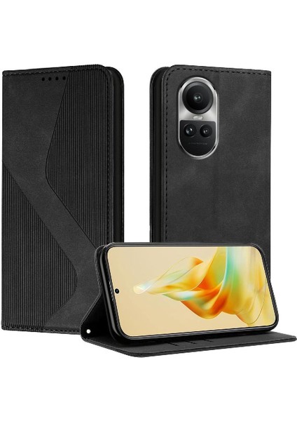 Oppo Oppo 10 Pro 5g Pu Deri Için Kılıf Folio Manyetik Kart Yuvaları Çevirin (Yurt Dışından)