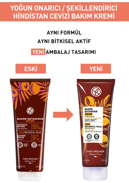 Yves Rocher Yoğun Onarıcı/Şekillendirici (Baume Botanique) Hindistan Cevizi Prebiyotik Bakım Kremı-Vegan-250 Ml