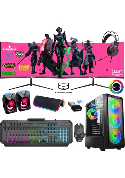 XSR263 I7 4770 16GB Ram 512GB SSD 4gb RX550 Ekran Kartı 24" Dual Curved Oyunucu Tavsiye Sistem