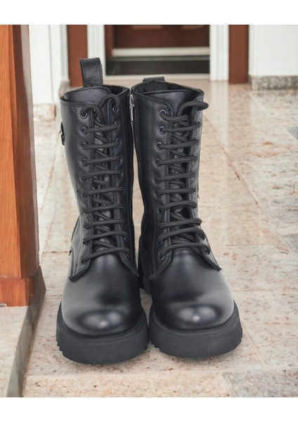 Hakiki Deri Gaia Model Kadın Bot Postal Hafif Taban Su Geçirmez Siyah fırsatları