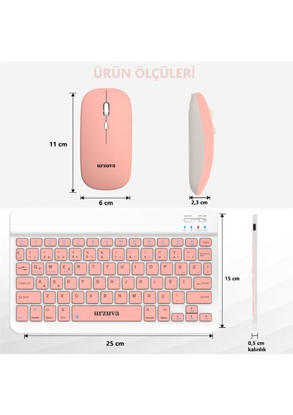 MK-23 Tüm Cihazlara Uyumlu Bluetooth Kablosuz Klavye Set Mouse Mousepadli Android Tablet Telefon