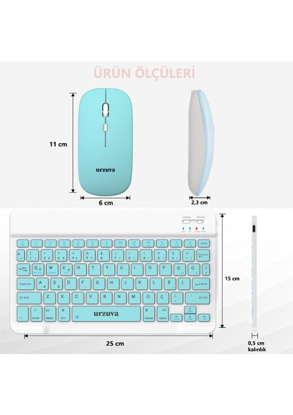 MK-23 Tüm Cihazlara Uyumlu Bluetooth Kablosuz Klavye Set Mouse Mousepadli Android Tablet Telefon