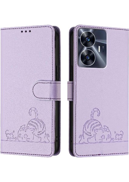 Realme C55 4g Kart Yuvası Tutucu Için Kickstand Kedi Rfıd Cüzdan Flip (Yurt Dışından) indirimleri