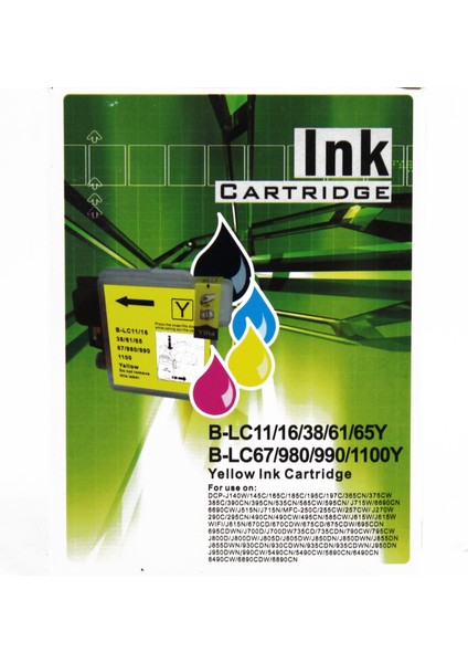 Fast® Brother LC1-LC11-LC3-LC16-LC65-LC67-LC980 1100 Sarı Ink Kartuş 20ML