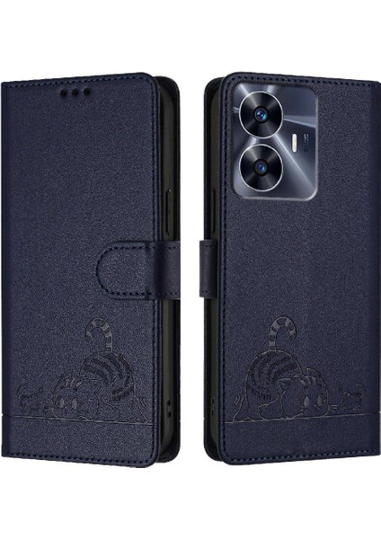 Realme C55 4g Kart Yuvası Tutucu Için Kickstand Kedi Rfıd Cüzdan Flip (Yurt Dışından)