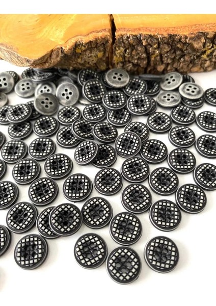 11,5 mm Siyah -Beyaz Dama Düğme(25 Adet)