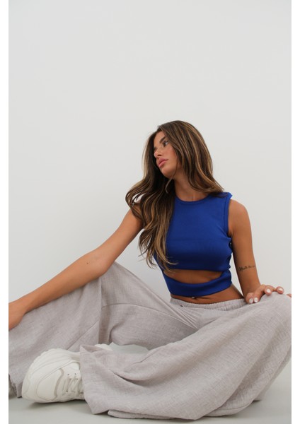 Pencere Detay Saks Triko Bluz fırsatları