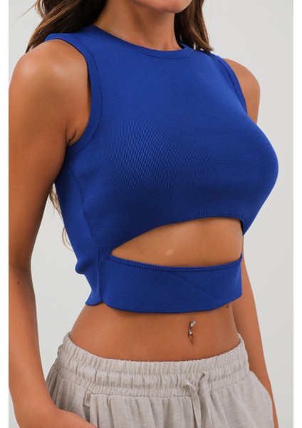 Pencere Detay Saks Triko Bluz indirimleri