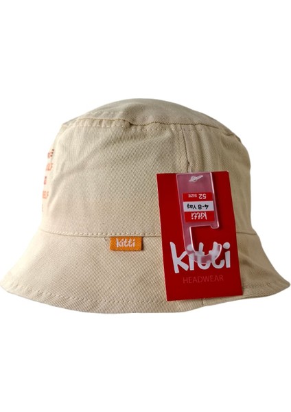 Kitti 4-8 Yaş Kız Çocuk Sarı Renk Baskı Figürlü Yazlık Fötr Şapka