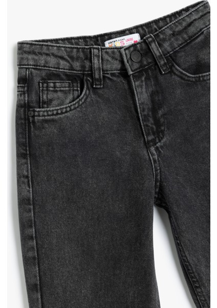 Kot Pantolon Beli ve Paçası Lastikli Pamuklu - Jegging Jean