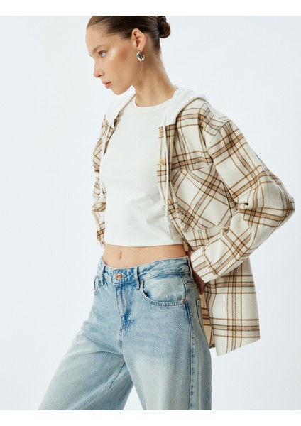 Oduncu Gömleği Oversize Kapüşonlu Cep Detaylı Düğmeli fiyatları