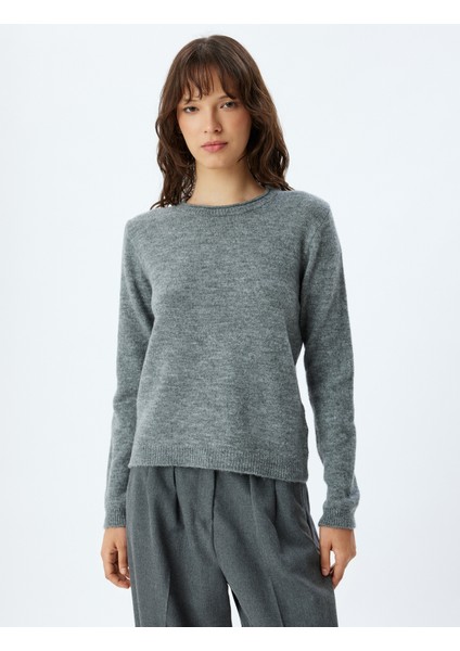 Basic Triko Kazak Uzun Kollu Bisiklet Yaka modelleri