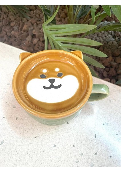 Seramik Kawaii Karikatür Sevimli Köpek Fincan Kahve Süt Kapaklı Kupa Hediye