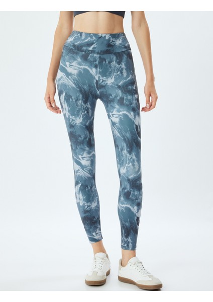 Spor Tayt Yüksek Bel Soyut Baskılı Skinny Fit modelleri