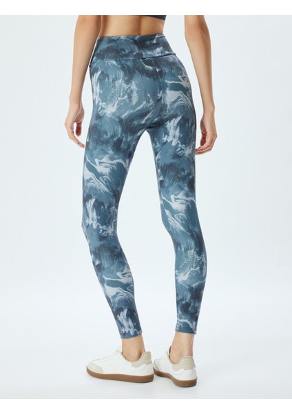 Spor Tayt Yüksek Bel Soyut Baskılı Skinny Fit fırsatları