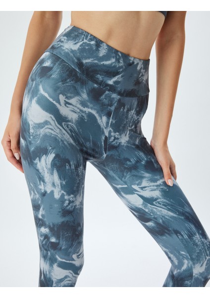 Spor Tayt Yüksek Bel Soyut Baskılı Skinny Fit indirimleri