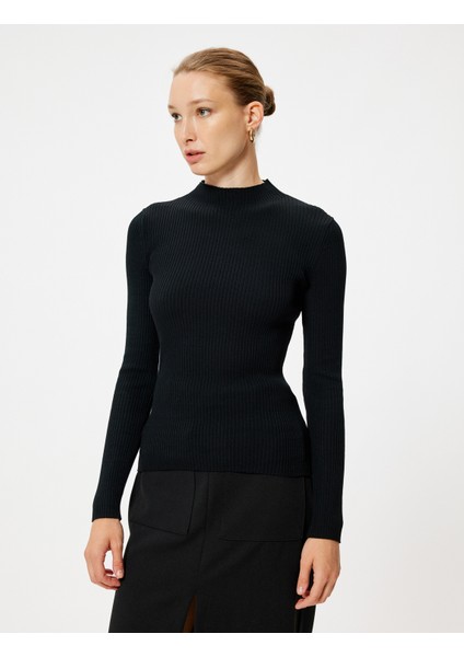 Basic Dik Yaka Triko Kazak Uzun Kollu modelleri