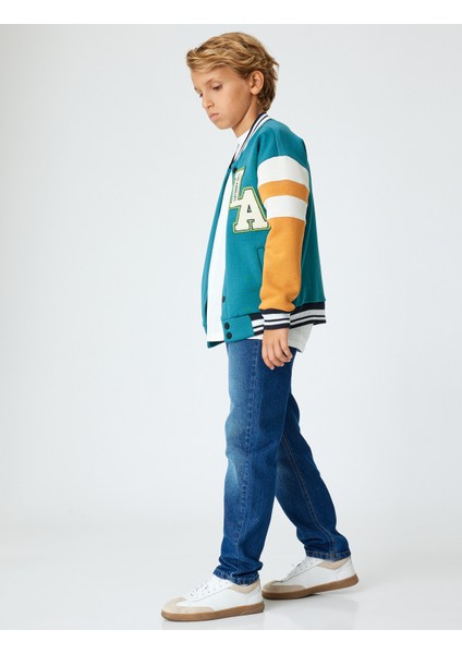 Kot Pantolon Düğme Detaylı Cepli Pamuklu