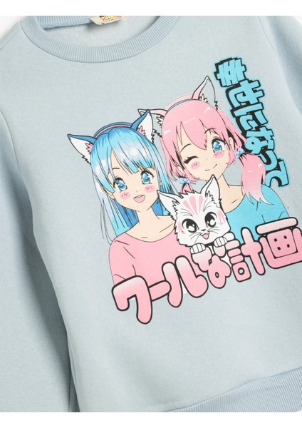 Sweatshirt Anime Baskılı Uzun Kollu Bisiklet Yaka modelleri