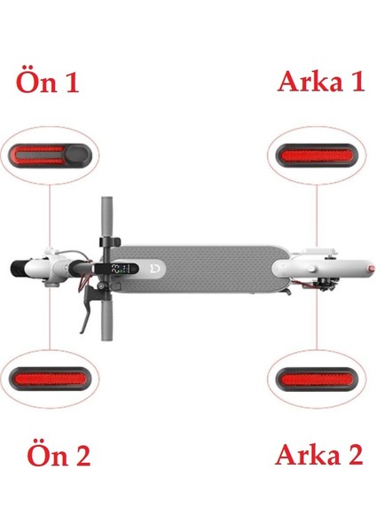 Elektrikli Scooter Xiaomi M365 / Pro 2/pro3 / 1s Uyumlu Reflektör 2ÖNE-2ARKAYA Vidalı Paket Kedigözü Sert Plastik