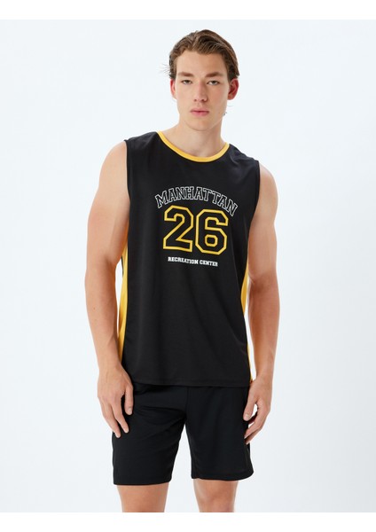 Spor Atlet Slogan Baskılı Biyeli Bisiklet Yaka Kolsuz fiyatları