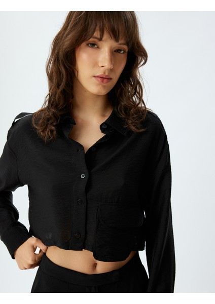 Uzun Kollu Crop Gömlek Bol Kalıp Viskon Tencel™ Kumaş fiyatları