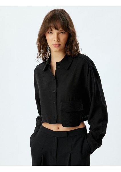 Uzun Kollu Crop Gömlek Bol Kalıp Viskon Tencel™ Kumaş modelleri