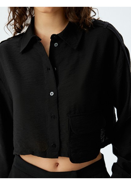 Uzun Kollu Crop Gömlek Bol Kalıp Viskon Tencel™ Kumaş indirimleri