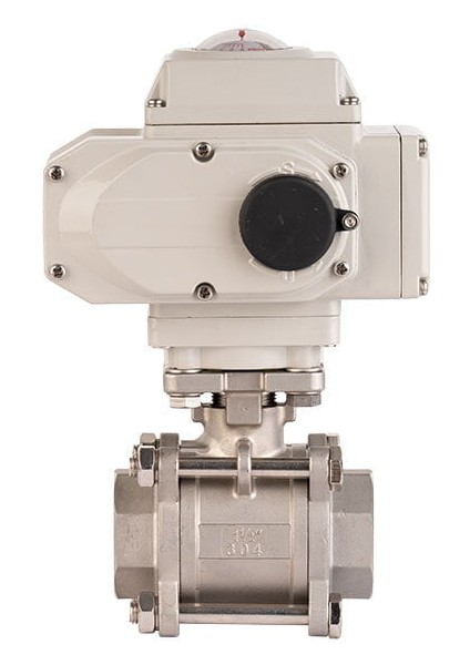 DN80 - 3" 24 V Dc Elektrikli Aktüatörlü Dişli Küresel Vana 3 Parçalı