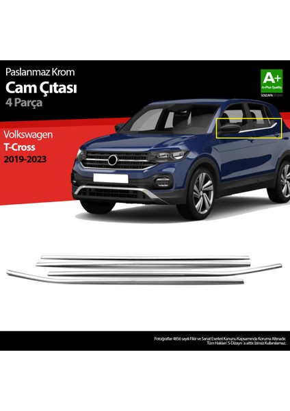 Vw T-Cross Krom Cam Çıtası 4 Prç 2019-2023