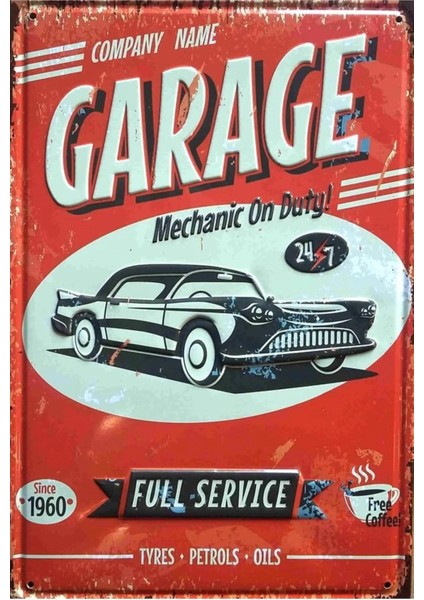 Koleksiyon Garage Metal Plaka Levha 20X30CM