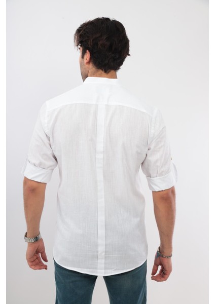 Fitmens Slim Fit Uzun Kol Hakim Yaka Yarım Patlı Hediye Kutulu Erkek Gömlek - Beyaz fırsatları