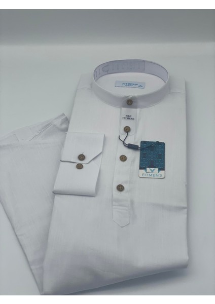 Fitmens Slim Fit Uzun Kol Hakim Yaka Yarım Patlı Hediye Kutulu Erkek Gömlek - Beyaz indirimleri