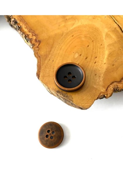 17,5 mm Siyah-Kahverengi Polyester Düğme (15 Adet) fiyatları