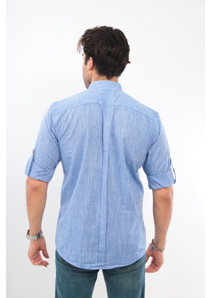 Fitmens Slim Fit Uzun Kol Hakim Yaka Yarım Patlı Hediye Kutulu Erkek Gömlek - Mavi fırsatları