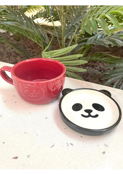 Seramik Kawaii Karikatür Sevimli Panda Fincan Kahve Süt Kapaklı Kupa Hediye
