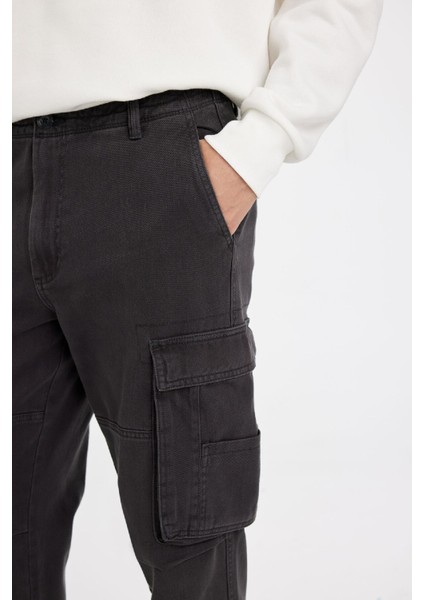 Pantolon Wide Leg Fit Geniş Kalıp Normal Bel Geniş Paça Kargo Cepli B1915AX24SP