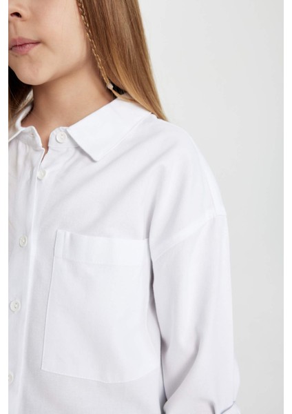 Kız Çocuk Oversize Geniş Kalıp Oxford Uzun Kollu Gömlek C0458A824SP fırsatları