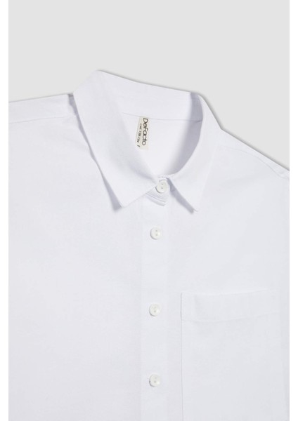 Kız Çocuk Oversize Geniş Kalıp Oxford Uzun Kollu Gömlek C0458A824SP