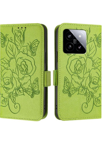 Kredi Kartı Yuvası ile Xiaomi 14 Pro Için Kılıf Pu Deri Manyetik Cüzdan (Yurt Dışından)
